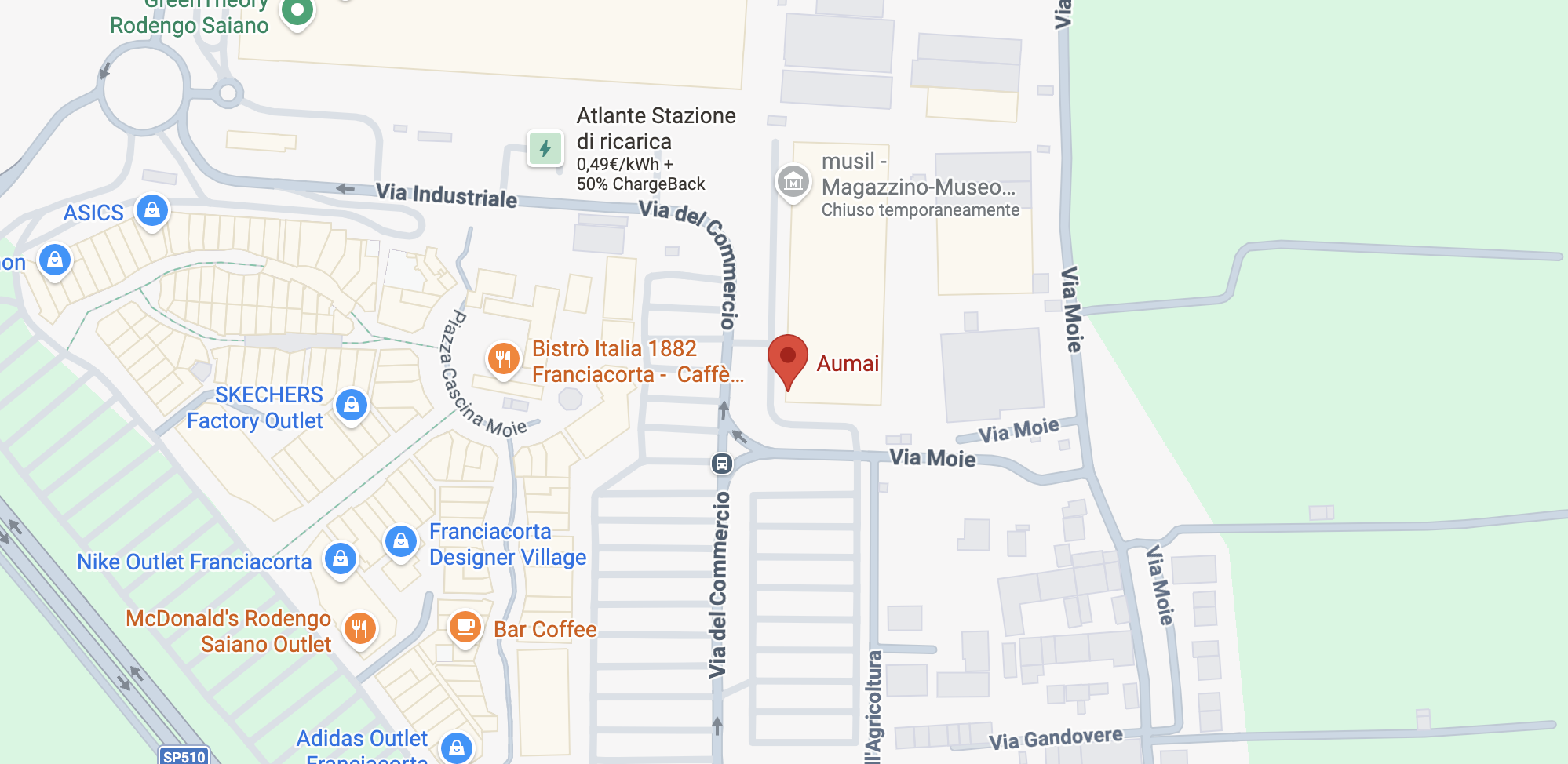 Posizione del negozio Aumai a Rodengo Saiano su Google Maps